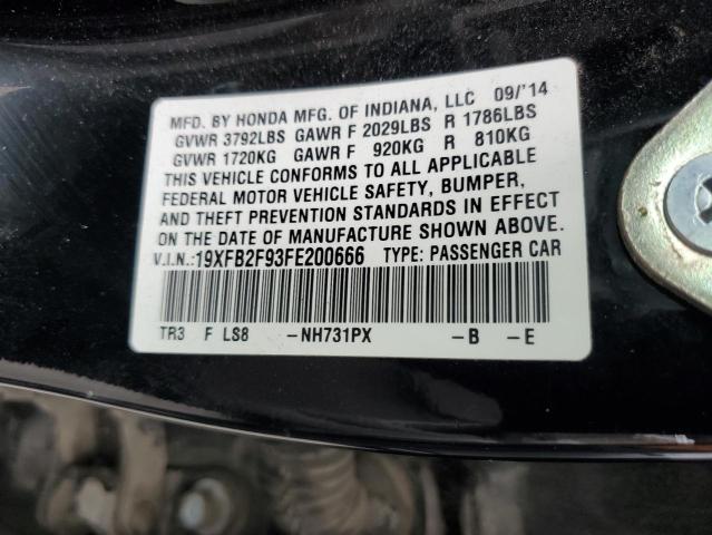 2015 HONDA CIVIC EXL 19XFB2F93FE200666