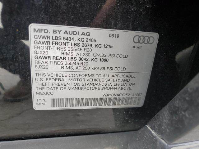 2019 AUDI Q5 PREMIUM WA1BNAFY2K2131087