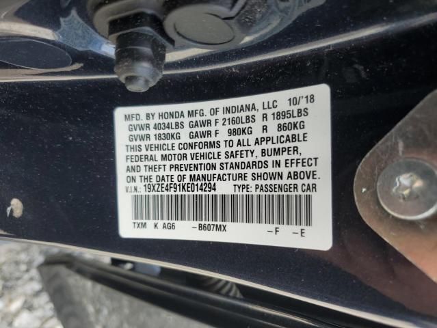2019 HONDA INSIGHT TO 19XZE4F91KE014294