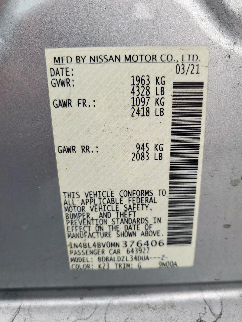 2021 NISSAN ALTIMA S 1N4BL4BV0MN376406