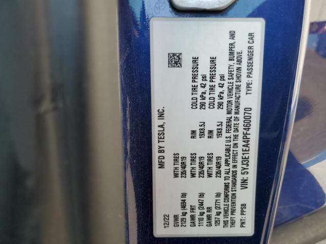 2023 TESLA MODEL 3 5YJ3E1EA4PF460070