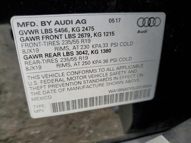 2018 AUDI Q5 PREMIUM WA1BNAFY0J2018494