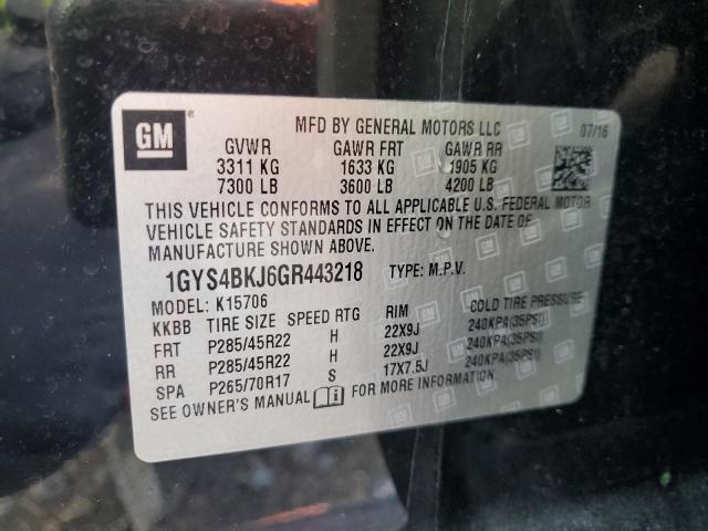 2016 CADILLAC ESCALADE LUXURY 1GYS4BKJ6GR443218
