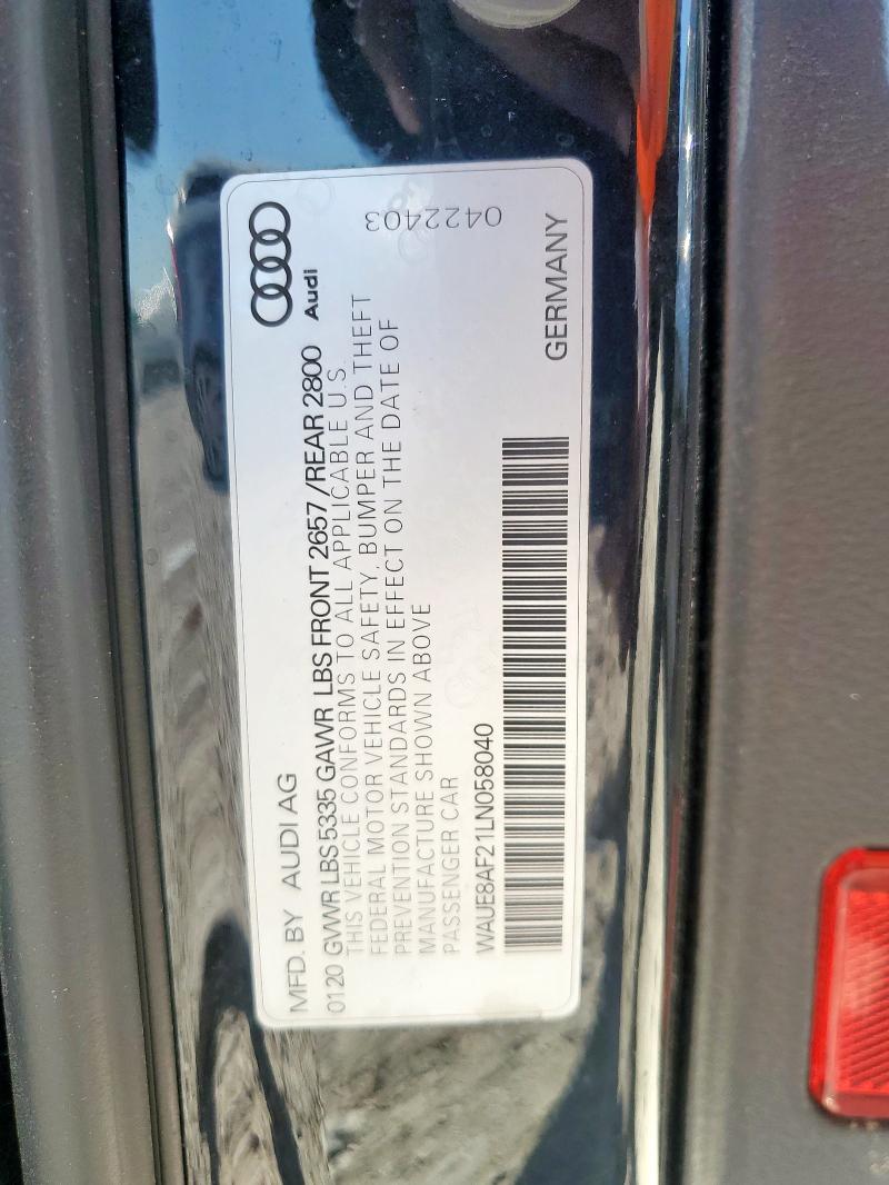 2020 AUDI A6 PREMIUM WAUE8AF21LN058040