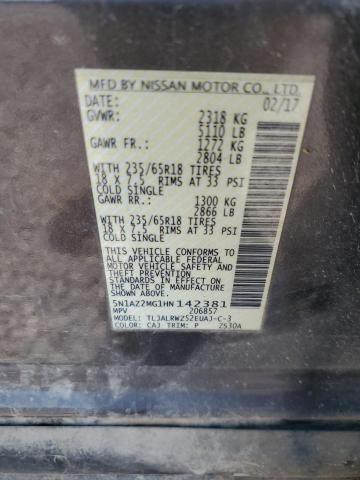 2017 NISSAN MURANO S 5N1AZ2MG1HN142381