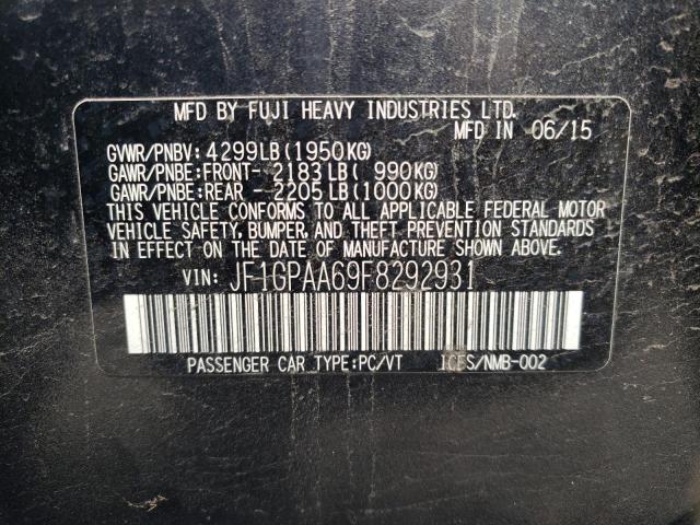 2015 SUBARU IMPREZA JF1GPAA69F8292931