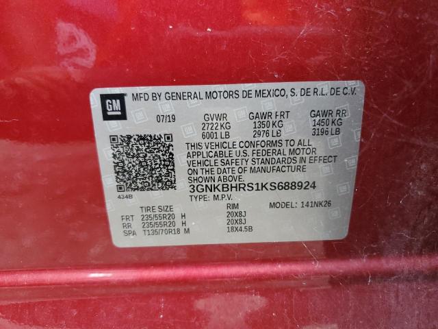 2019 CHEVROLET BLAZER 3LT 3GNKBHRS1KS688924