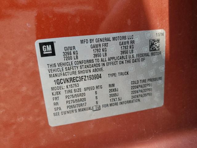 2015 CHEVROLET SILVERADO K1500 LT 1GCVKREC3FZ193904