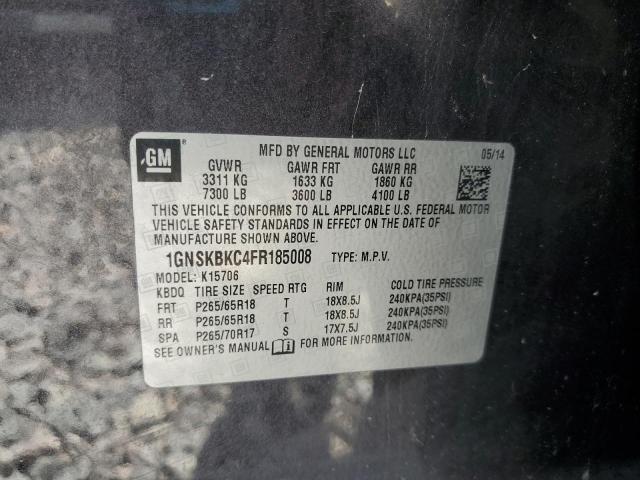 2015 CHEVROLET TAHOE K150 1GNSKBKC4FR185008