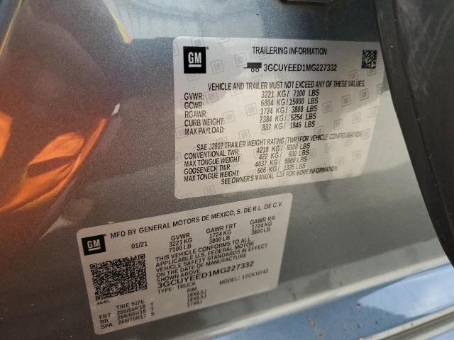 2021 CHEVROLET SILVERADO - 3GCUYEED1MG227332