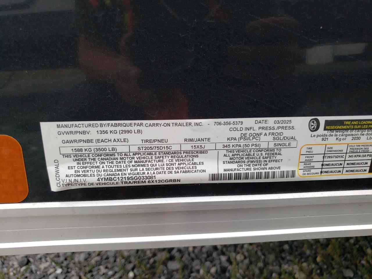 Lot #3215150602 2025 CARRY-ON UNKNOWN