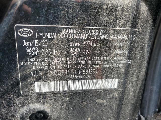 2020 HYUNDAI ELANTRA SEL 5NPD84LF0LH581234