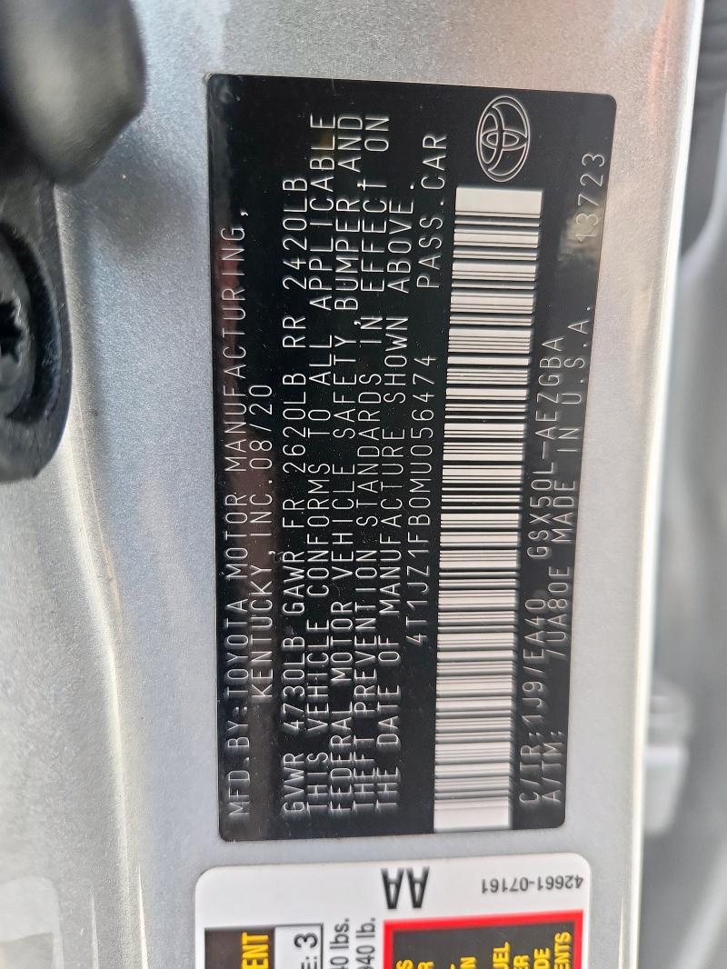 2021 TOYOTA AVALON XLE 4T1JZ1FB0MU056474