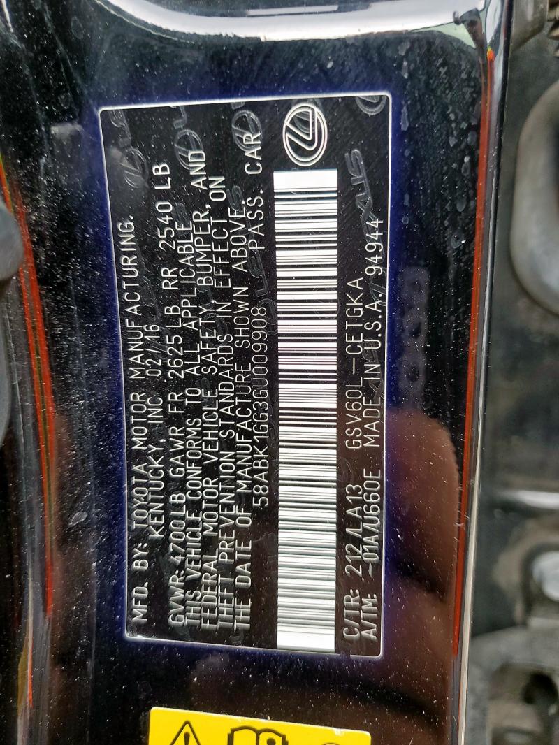 2016 LEXUS ES 350 - 58ABK1GG3GU009908