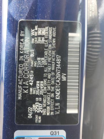 2022 KIA SELTOS SX KNDETCA26N7344817