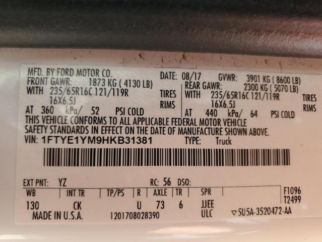 2017 FORD TRANSIT T- 1FTYE1YM9HKB31381