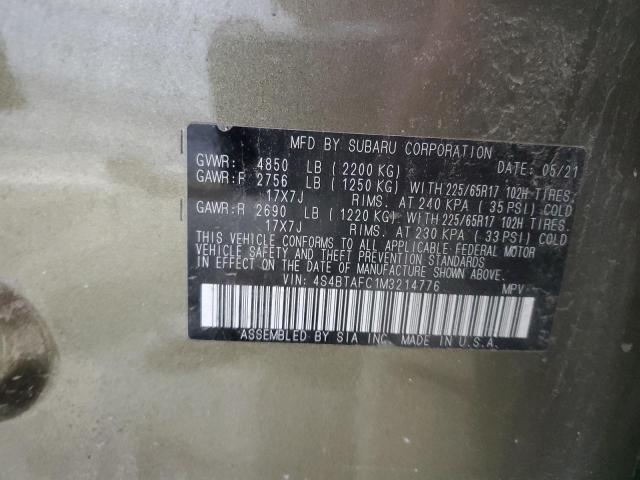 2021 SUBARU OUTBACK PREMIUM 4S4BTAFC1M3214776