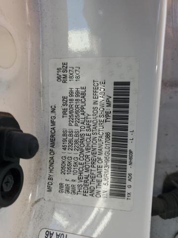 2016 HONDA CR-V TOURING - 5J6RM3H95GL017086