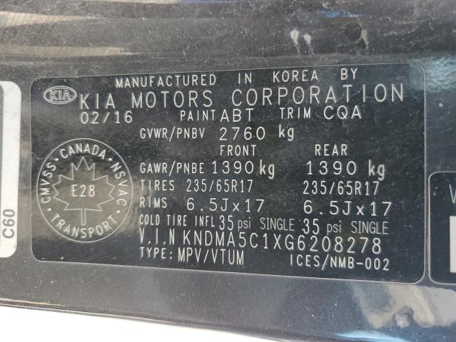 2016 KIA SEDONA L KNDMA5C1XG6208278