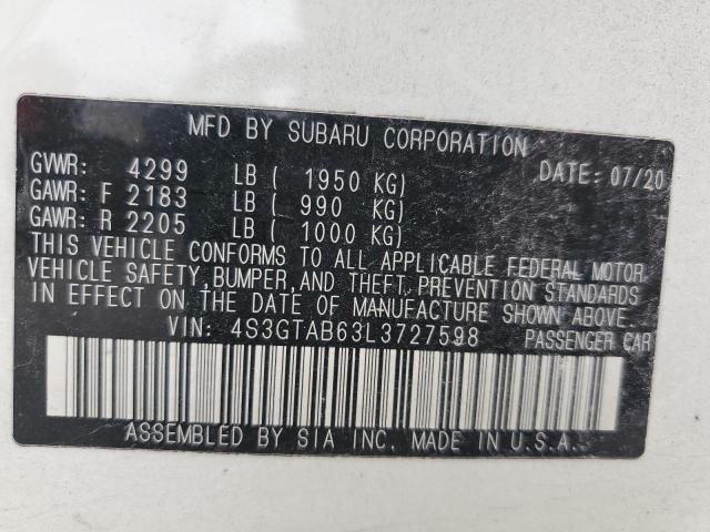 2020 SUBARU IMPREZA 4S3GTAB63L3727598
