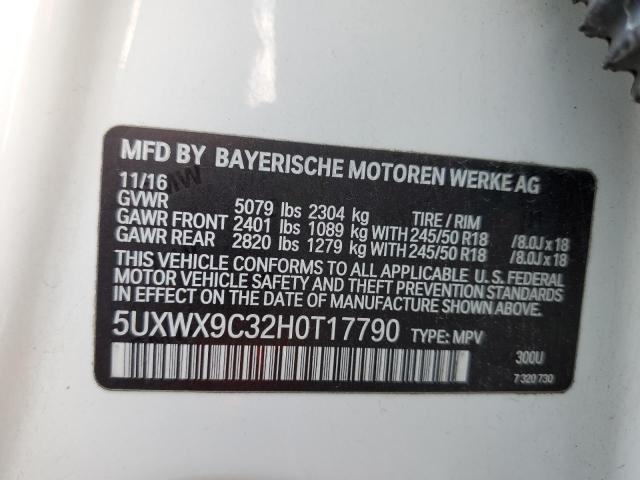 2017 BMW X3 XDRIVE2 5UXWX9C32H0T17790