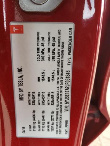 2018 TESLA MODEL 3 5YJ3E1EA2JF051346