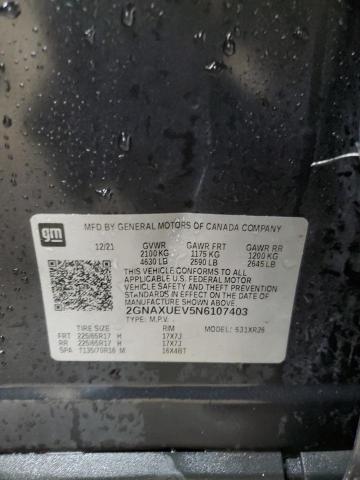 2022 CHEVROLET EQUINOX LT 2GNAXUEV5N6107403