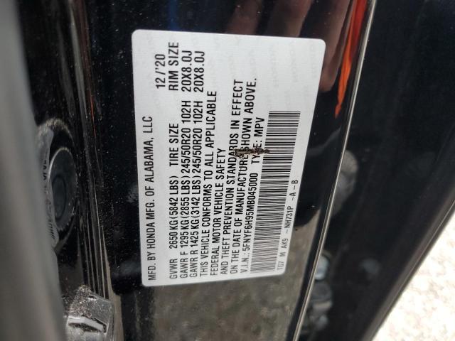 2021 HONDA PILOT TOUR 5FNYF6H95MB045000