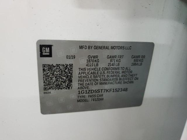 2019 CHEVROLET MALIBU LT 1G1ZD5ST7KF152348