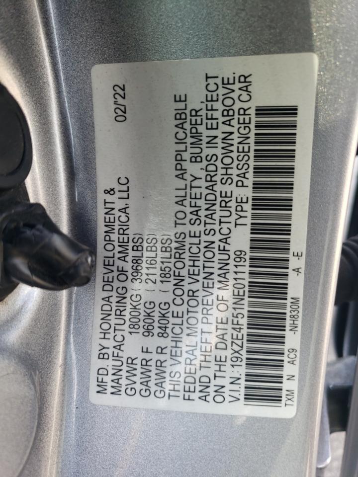 Lot #3309526551 2022 HONDA INSIGHT EX