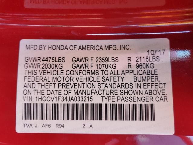 2018 HONDA ACCORD SPO - 1HGCV1F34JA033215