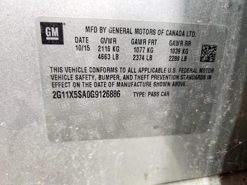 2016 CHEVROLET IMPALA LS 2G11X5SA0G9126886