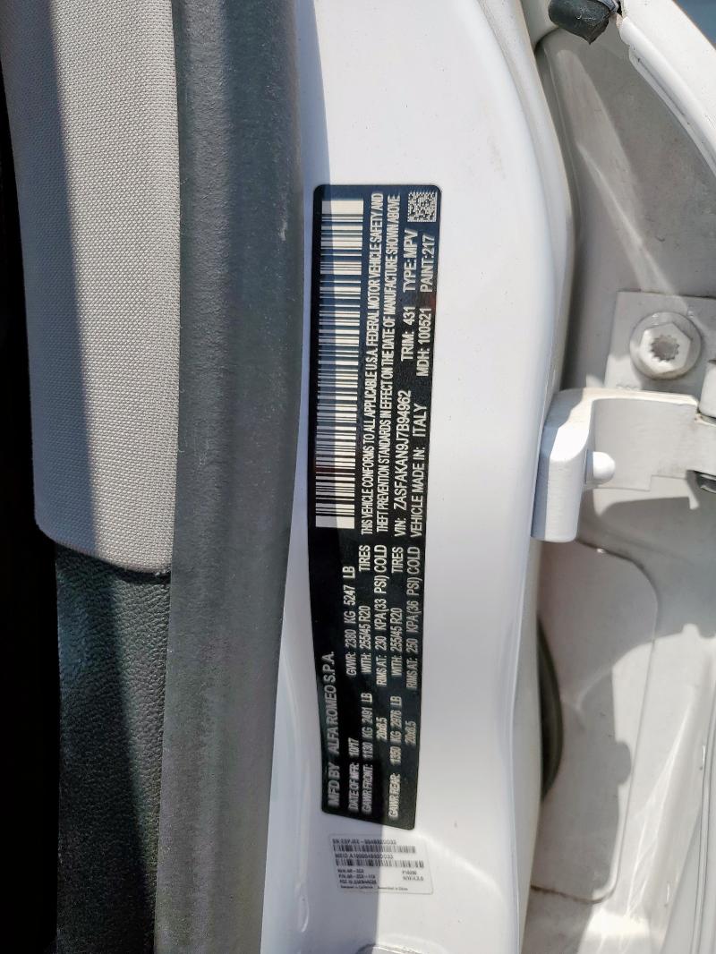 2018 ALFA ROMEO STELVIO ZASFAKAN9J7B94962