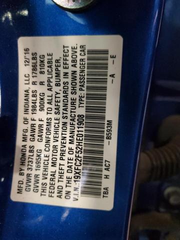 2017 HONDA CIVIC LX 19XFC2F52HE011908