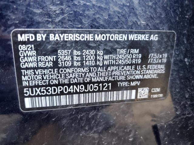 2022 BMW X3 XDRIVE30I - 5UX53DP04N9J05121