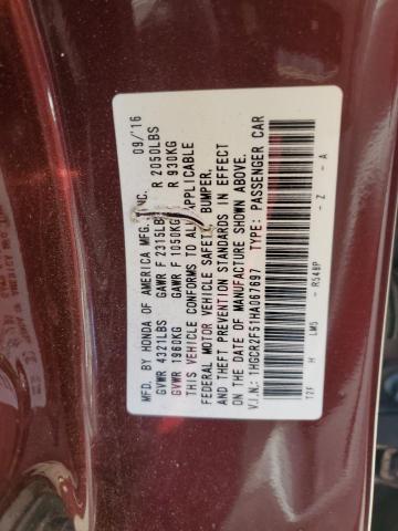 2017 HONDA ACCORD SPORT 1HGCR2F51HA067697
