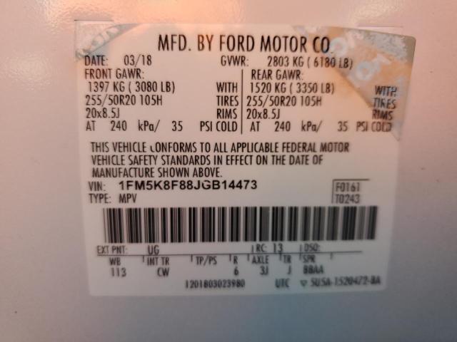 2018 FORD EXPLORER LIMITED 1FM5K8F88JGB14473