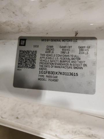 2019 CHEVROLET CAMARO LS 1G1FB3DX7K0113615