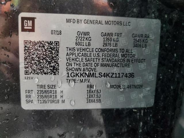 2019 GMC ACADIA SLT 1GKKNMLS4KZ117436