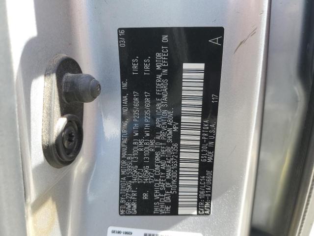 2016 TOYOTA SIENNA XLE 5TDYK3DC1GS721356