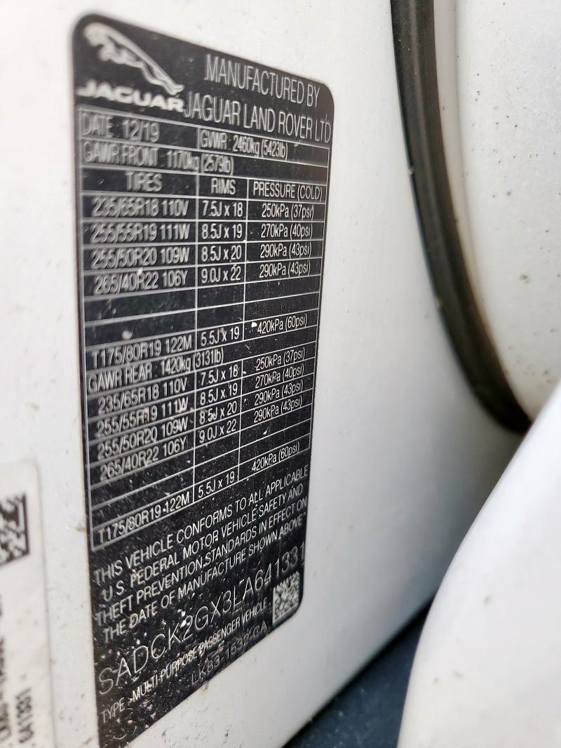 2020 JAGUAR F-PACE PRE #3284165566