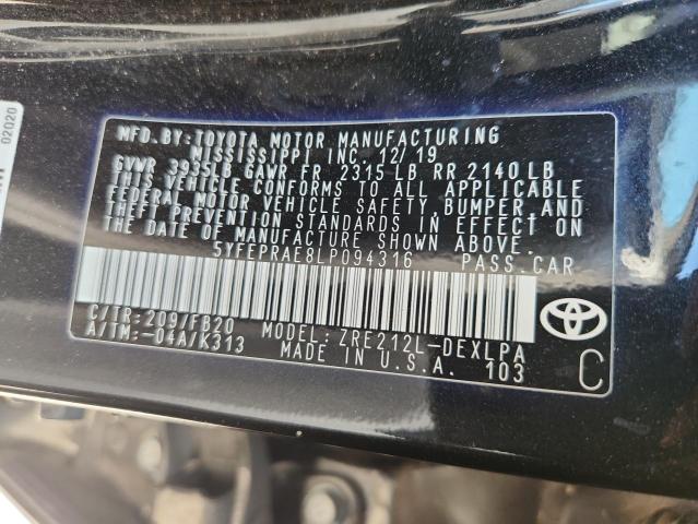 2020 TOYOTA COROLLA LE 5YFEPRAE8LP094316