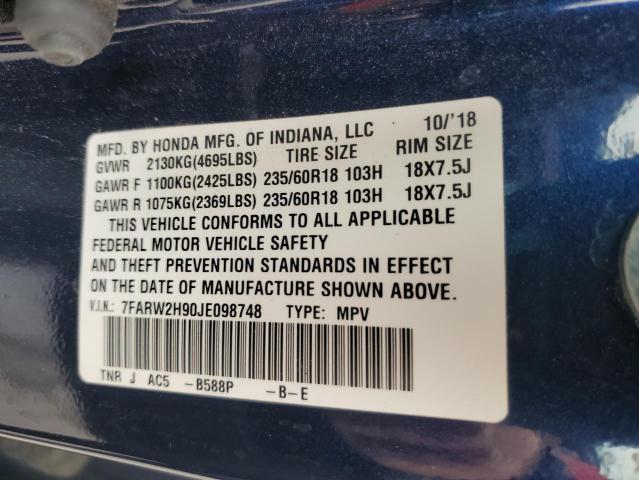 2018 HONDA CR-V TOURI 7FARW2H90JE098748