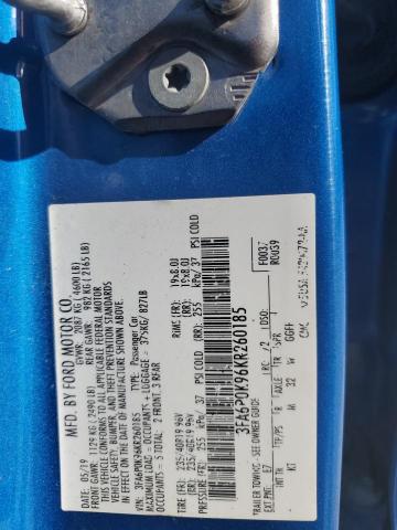 2019 FORD FUSION TIT 3FA6P0K96KR260185