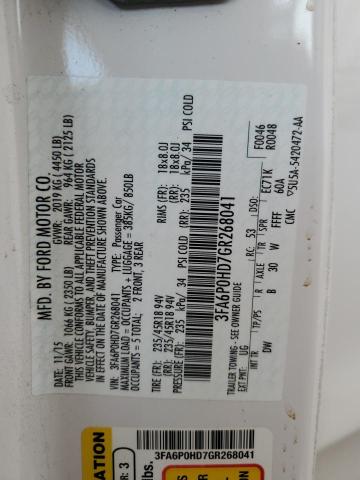 2016 FORD FUSION SE 3FA6P0HD7GR268041