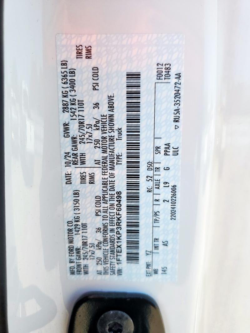 2024 FORD F150 XL 1FTEX1KP3RKF60498