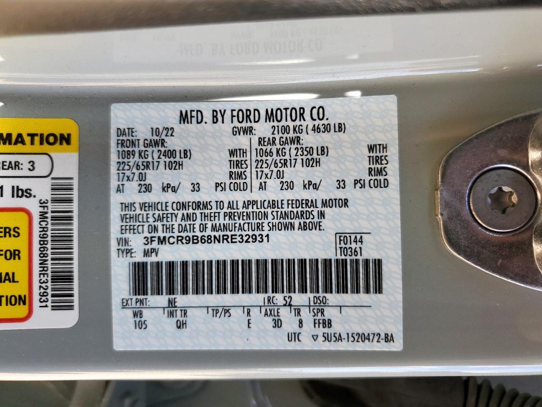 2022 FORD BRONCO SPO 3FMCR9B68NRE32931