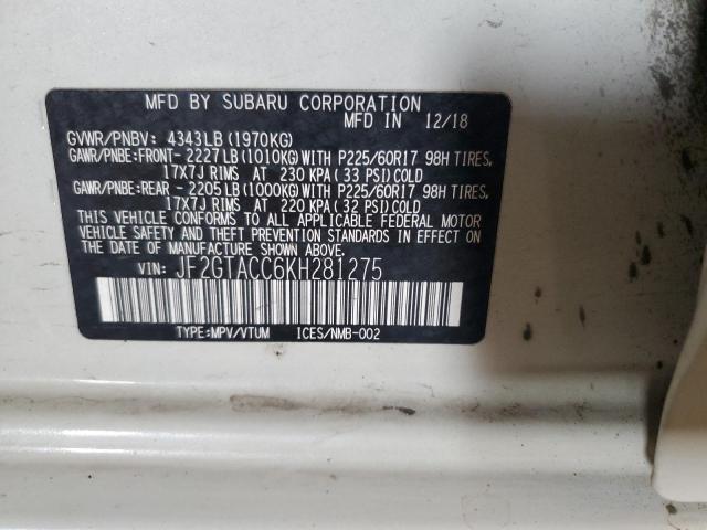 2019 SUBARU CROSSTREK JF2GTACC6KH281275
