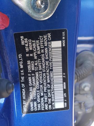 2018 HONDA CIVIC SPOR #3302105121