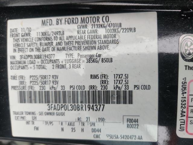2011 FORD FUSION HYBRID - 3FADP0L30BR194377